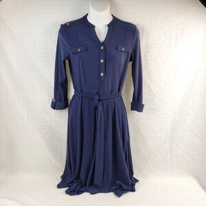 Charter Club Dress P/P Navy Blue Stretch Papillon Women Petite Belted Petite NWT